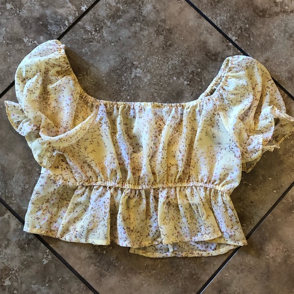 NWT yellow floral sheer crop top - Picture 8 of 9